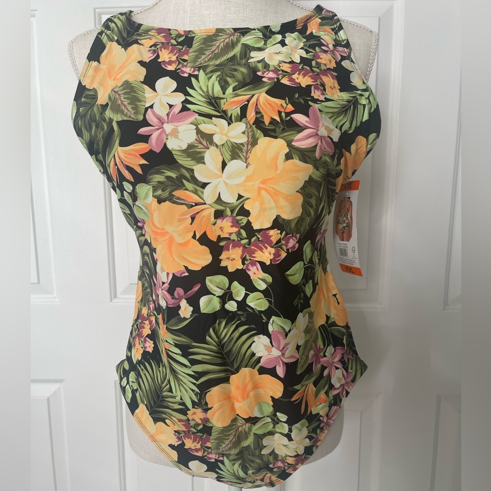 NWT Hurley Women’s One-Piece UPF 50+ Swimsuit - Orange/Black Waikiki Wonder XXL